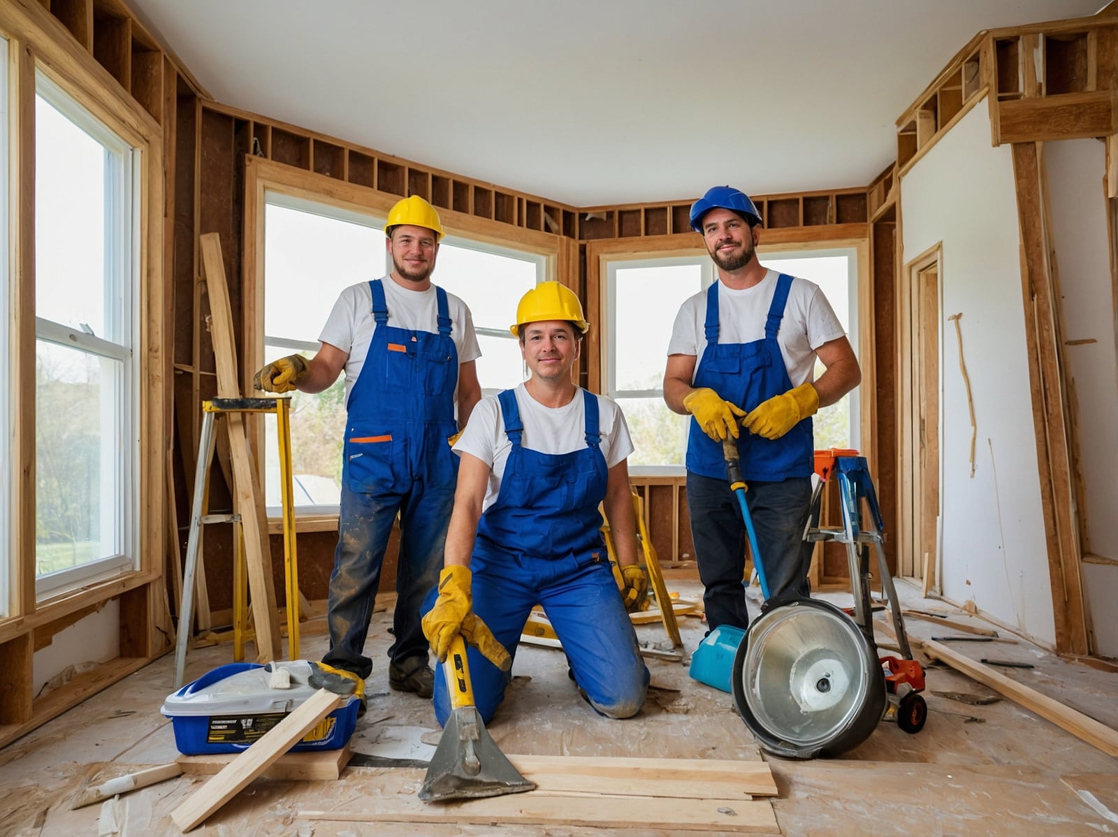 Residential home improvement professionals working inside a home