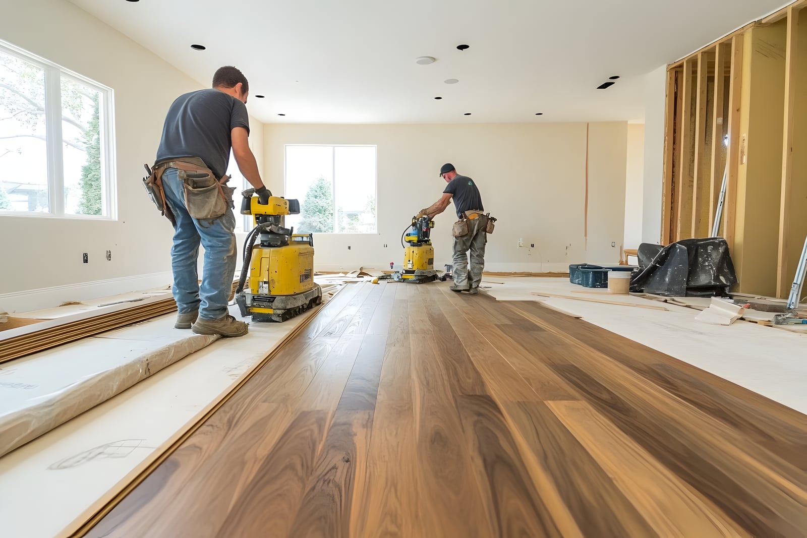 TINSA USA personnel working on residential flooring